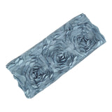 5 Pack | Dusty Blue Satin Rosette Spandex Stretch Chair Sashes | 6x14inch