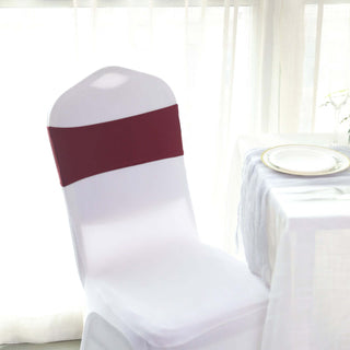 Elevate Your Event with Burgundy Spandex Stretch Chair Sashes Elevate Your Event with Burgundy Spandex Stretch Chair Sashes