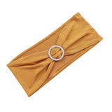 5 pack | 5"x14" Gold Spandex Stretch Chair Sash with Silver Diamond Ring Slide Buckle