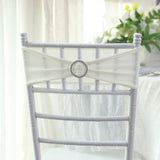 5 pack | 5"x14" Ivory Spandex Stretch Chair Sash with Silver Diamond Ring Slide Buckle