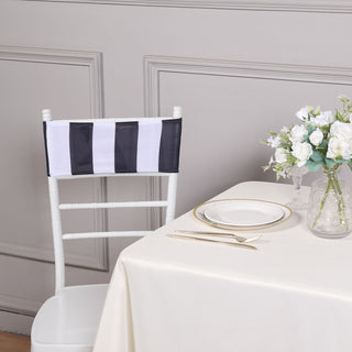 Create a Classy and Contemporary Look with Black/White Stripe Spandex Chair Sashes
