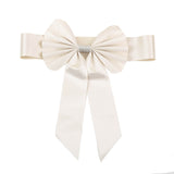 5 Pack | Ivory | Reversible Chair Sashes with Buckle | Double Sided Pre-tied Bow Tie Chair Bands | Satin & Faux Leather