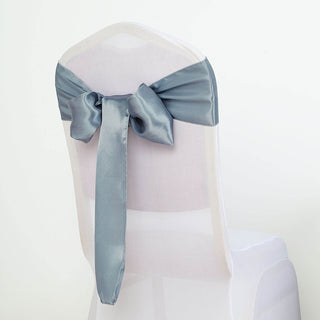 Add Elegance to Your Event with Dusty Blue Satin Chair Sashes