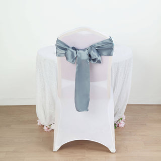 Create a Memorable Event with Our Dusty Blue Satin Chair Sashes