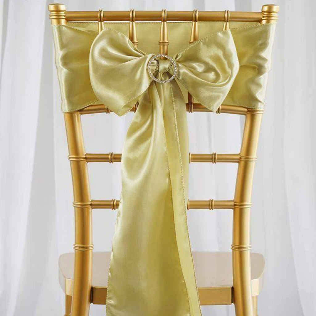 5 Pack 6 Ft Chiffon Chiavari Chair Sashes Gold