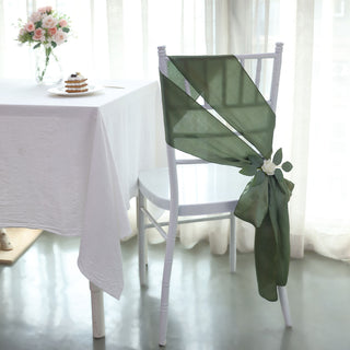 Dusty Sage Green Satin Chair Sashes: The Perfect Event Decor Accessory