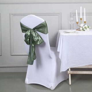 Add Elegance to Your Event with Dusty Sage Green Satin Chair Sashes