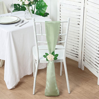 Elevate Your Event Decor with Sage Green Satin Chair Sashes