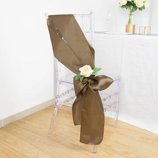 Create a Memorable Atmosphere with Taupe Satin Chair Sashes