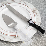 Bride and Groom Cake Server Party Favors Set, Stainless Steel Wedding Cake Knife And Server Set