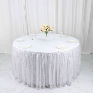 Make Your Event Shine with the Shimmery Silver Velcro Table Skirt Make Your Event Shine with the Shimmery Silver Velcro Table Skirt