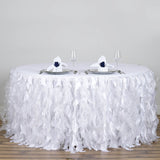 14FT White Curly Willow Taffeta Table Skirt