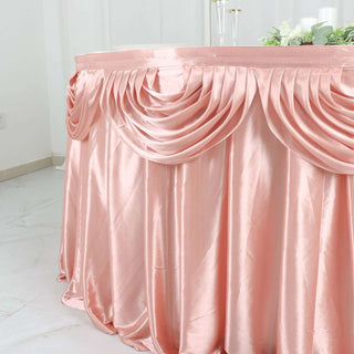 Elevate Your Event with the Pleated Satin Table Skirt Elevate Your Event with the Pleated Satin Table Skirt