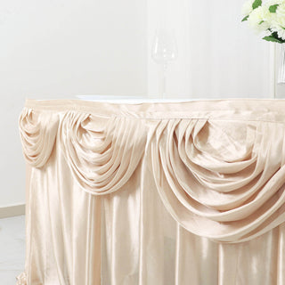 Unleash Your Creativity with the Beige Pleated Satin Table Skirt