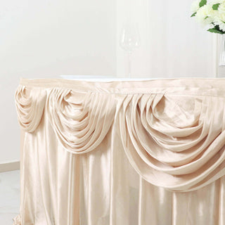 Unleash Your Creativity with the Beige Pleated Satin Table Skirt Unleash Your Creativity with the Beige Pleated Satin Table Skirt