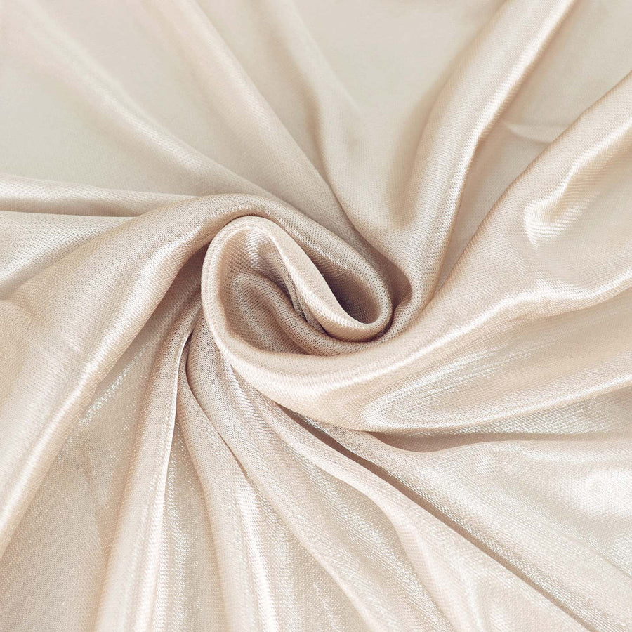 14ft Beige Pleated Satin Double Drape Table Skirt#whtbkgd