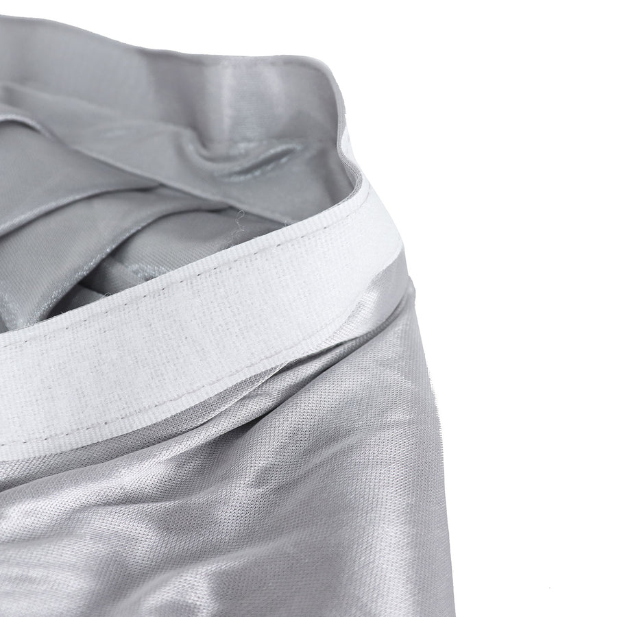 14ft Silver Pleated Satin Double Drape Table Skirt