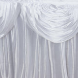 14ft White Pleated Satin Double Drape Table Skirt#whtbkgd