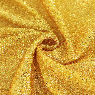 Add Opulence and Charm to Your Event with the Gold Metallic Shimmer Tinsel Spandex Pleated Table Skirt