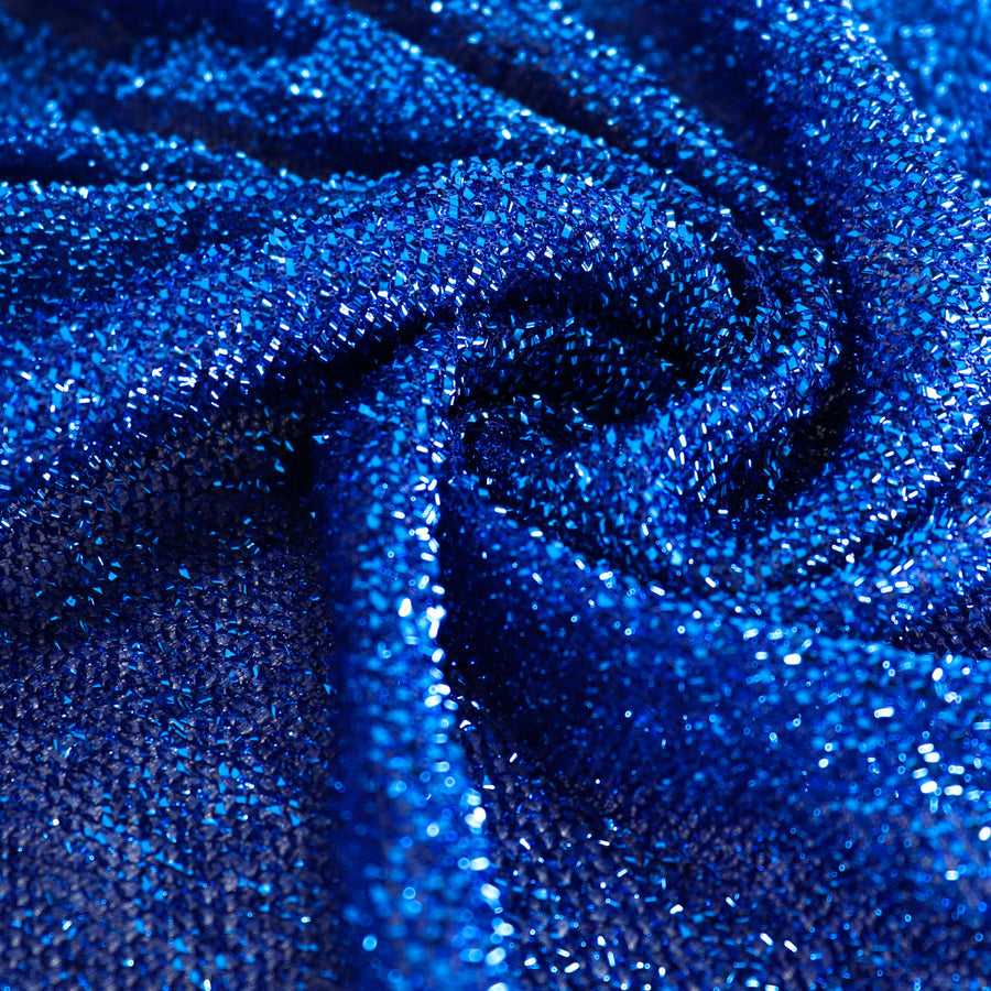 17ft Royal Blue Metallic Shimmer Tinsel Spandex Pleated Table Skirt with Top Velcro Strip#whtbkgd