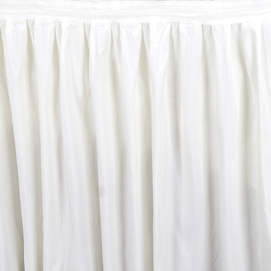 21ft Ivory Pleated Polyester Table Skirt, Banquet Folding Table Skirt#whtbkgd