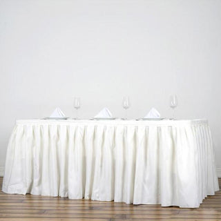 Add Elegance to Your Event with the 21ft Ivory Pleated Polyester Table Skirt