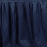17ft Navy Blue Pleated Polyester Table Skirt, Banquet Folding Table Skirt#whtbkgd