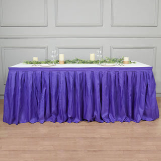 Elevate Your Event Decor with the 17ft Purple Pleated Polyester Table Skirt