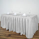 14ft Silver Pleated Polyester Table Skirt, Banquet Folding Table Skirt