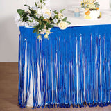Metallic Foil Fringe Table Skirt, Self Adhesive Party Table Skirt - Royal Blue