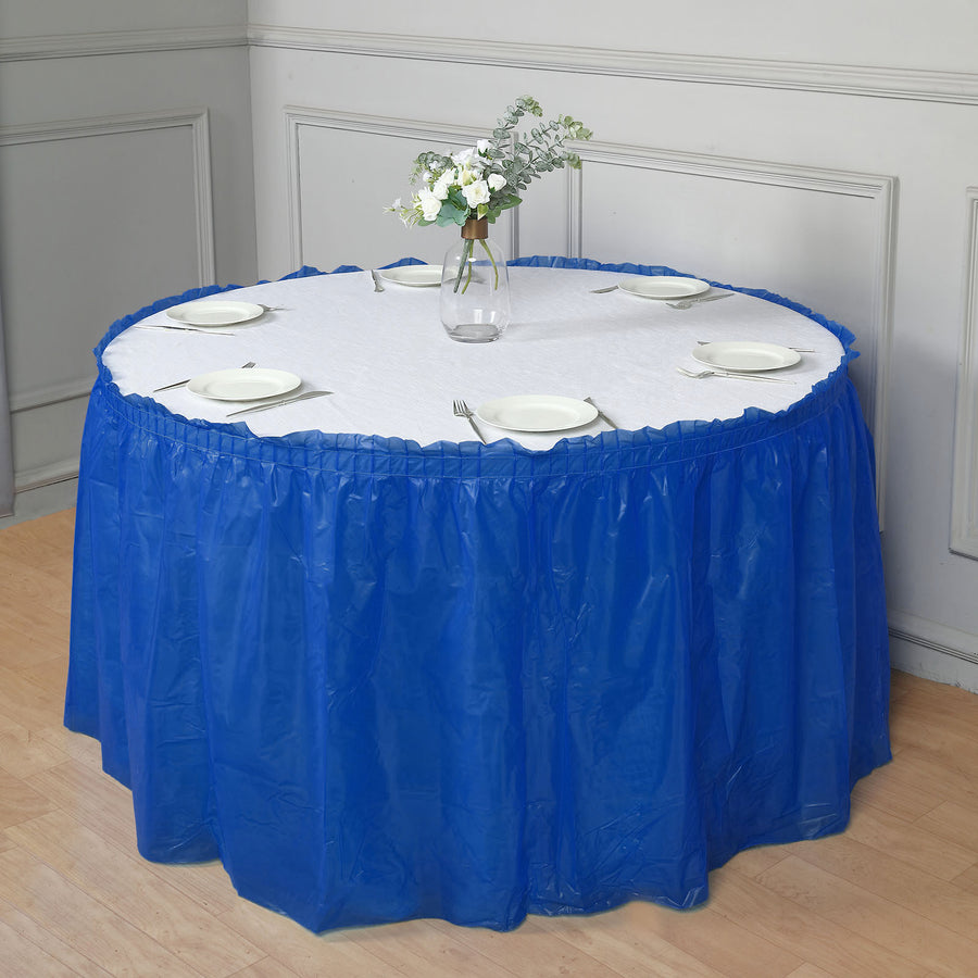 Ruffled Plastic Disposable Table Skirt, Waterproof Spill Proof Outdoor/Indoor Table Skirt