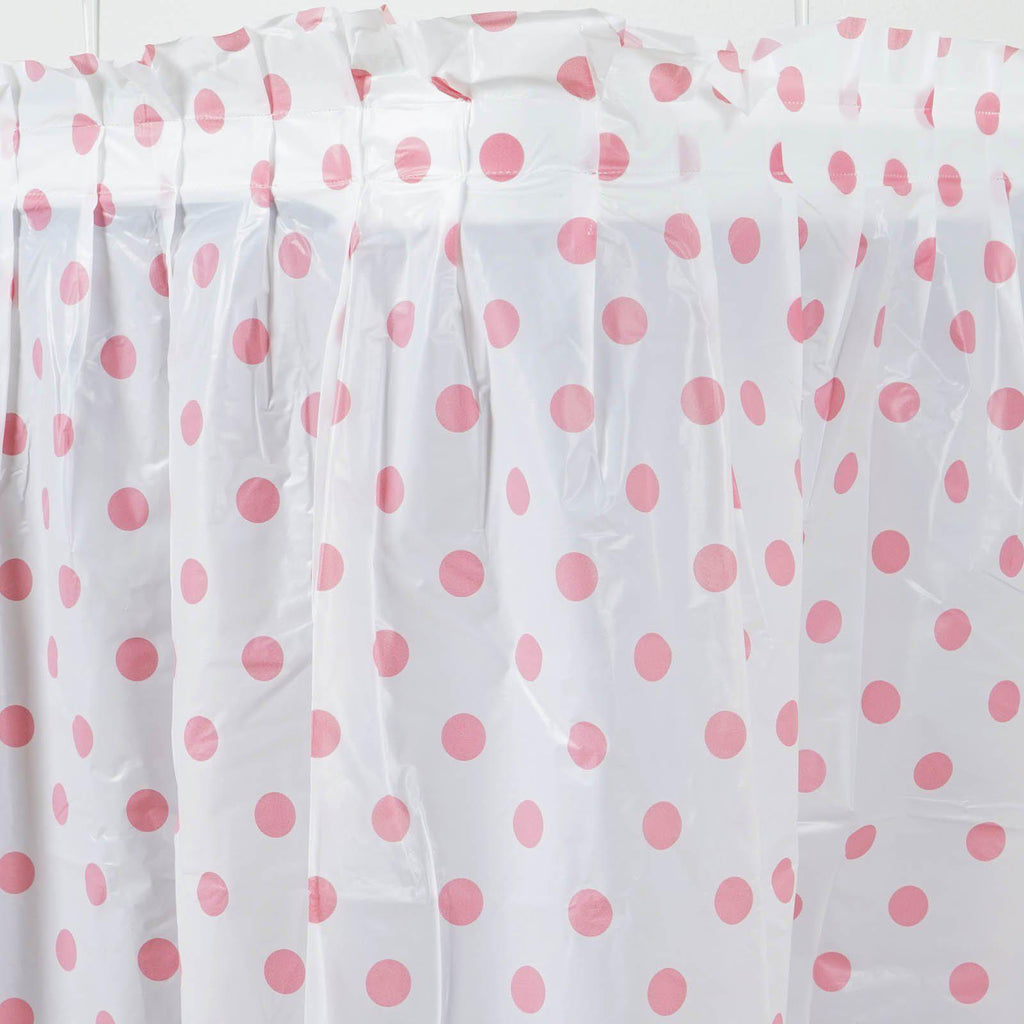 14FT 10 Mil Thick Polka Dots Pleated Plastic Table Skirts