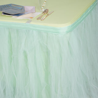 Enhance Your Party Decor with the Mint Green Tulle Tutu Pleated Table Skirt