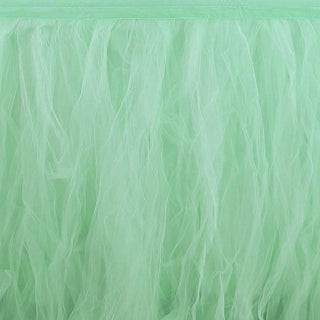 Add Elegance to Your Event with the Mint Green Tulle Tutu Pleated Table Skirt