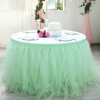 Create a Magical Atmosphere with the Mint Green Tulle Tutu Pleated Table Skirt