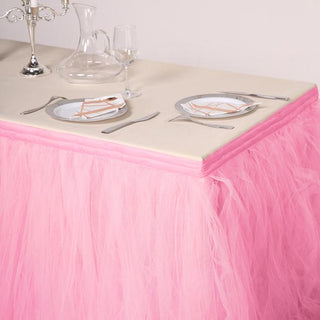 Create an Enchanting Atmosphere with the Pink/Rose Quartz Tulle Tutu Pleated Table Skirt
