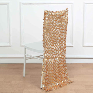 Add a Touch of Luxury to Your Event with the Matte Champagne Big Payette Sequin Chiavari Chair Slipcover Add a Touch of Luxury to Your Event with the Matte Champagne Big Payette Sequin Chiavari Chair Slipcover