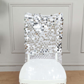 Enhance Your Event Decor with the Silver Big Payette Sequin Chiavari Chair Slipcover Enhance Your Event Decor with the Silver Big Payette Sequin Chiavari Chair Slipcover