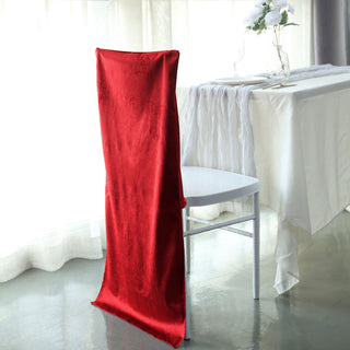 Add a Touch of Luxury to Your Event Space with the Burgundy Buttery Soft Velvet Chiavari Chair Back Slipcover