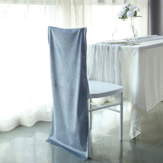 Dusty Blue Buttery Soft Velvet Chiavari Chair Back Slipcover