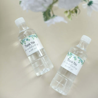 Make a Statement with White and Green Leaves Thank You Water Bottle Labels Make a Statement with White and Green Leaves Thank You Water Bottle Labels