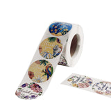 Round Thank You Stickers Roll with Tropical Floral Décor Styles, Envelope Seal Labels#whtbkgd