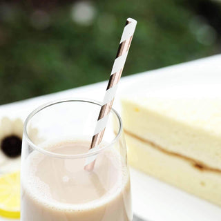 Enhance Your Event Decor with Our White Rose Gold Striped Paper Straws Enhance Your Event Decor with Our White Rose Gold Striped Paper Straws