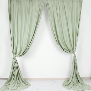 2 Pack Sage Green Scuba Polyester Event Curtain Drapes, Inherently Flame Resistant Backdrop Event Panels Wrinkle Free with Rod Pockets - 10ftx10ft