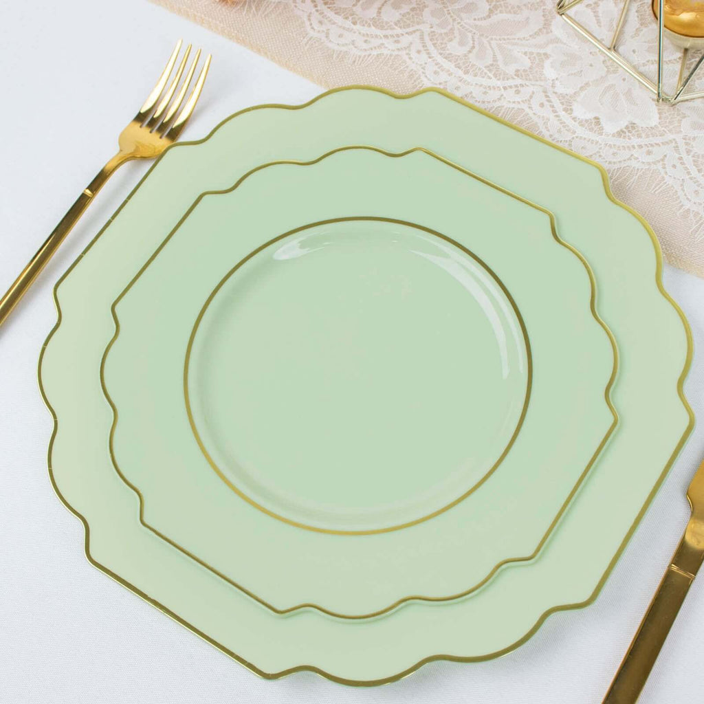 10 Pack 8" Sage Green Plastic Appetizer Plates