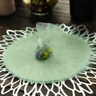 Sage Green Sheer Nylon Tulle Circles for Elegant DIY Candy Favor Wraps