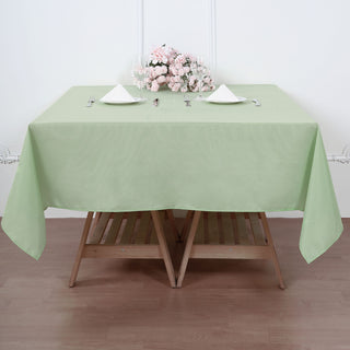 Elevate Your Event with the 70"x70" Sage Green Square Seamless Polyester Tablecloth