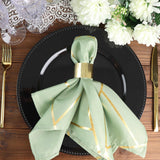 5 Pack | Sage Green With Geometric Gold Foil Cloth Polyester Dinner Napkins | 20x20inch'