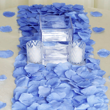 500 Pack Serenity Blue Silk Rose Petals Table Confetti or Floor Scatters