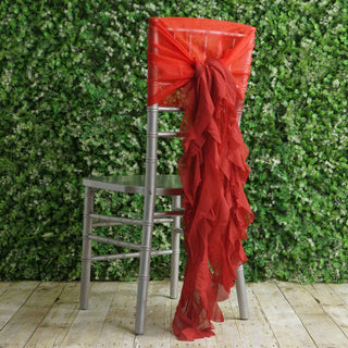 Enhance Your Event Decor with Red Chiffon Hoods and Ruffled Willow Chair Sashes Enhance Your Event Decor with Red Chiffon Hoods and Ruffled Willow Chair Sashes